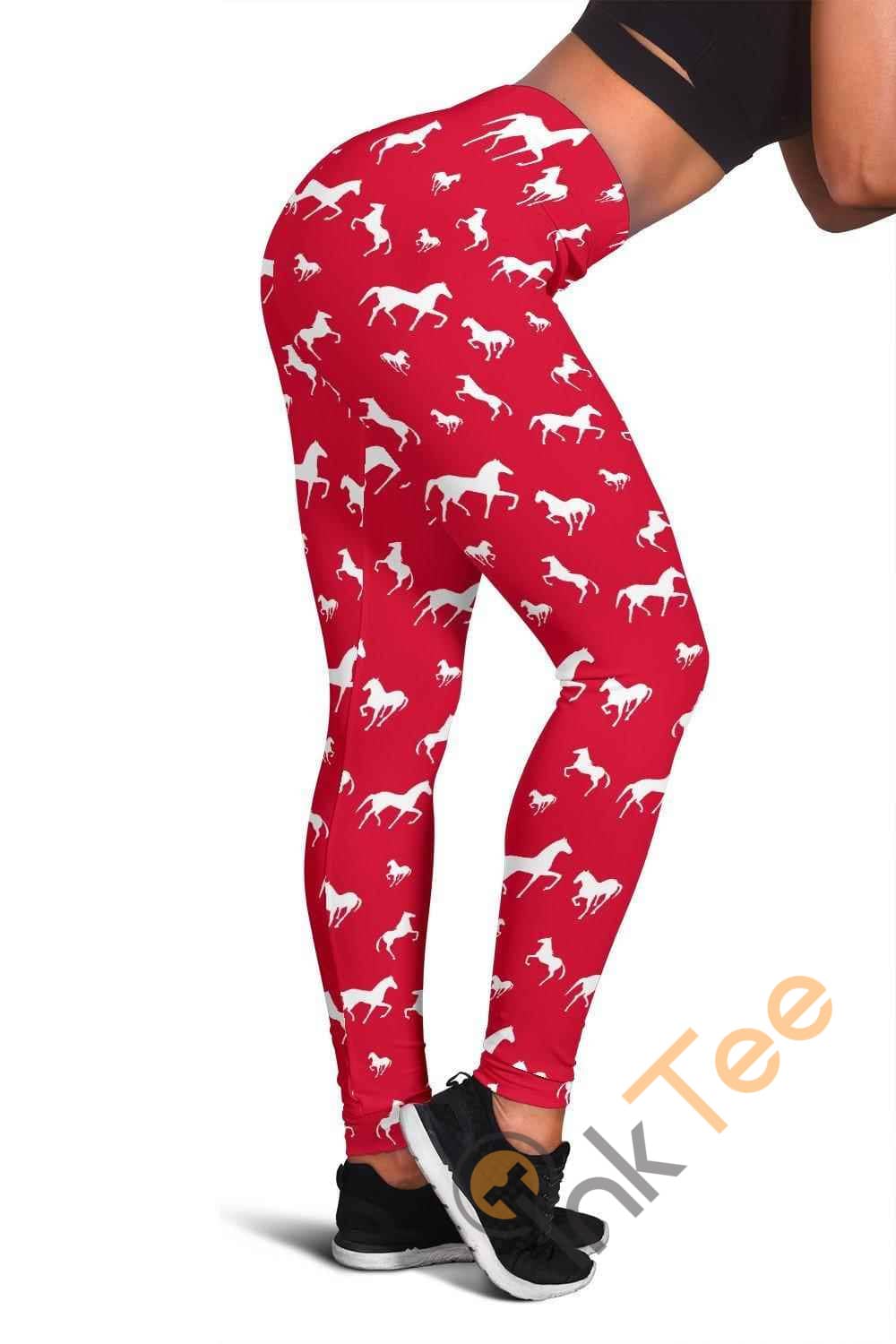 Inktee Store - Red Horse 3D All Over Print For Yoga Fitness Women'S Leggings Image