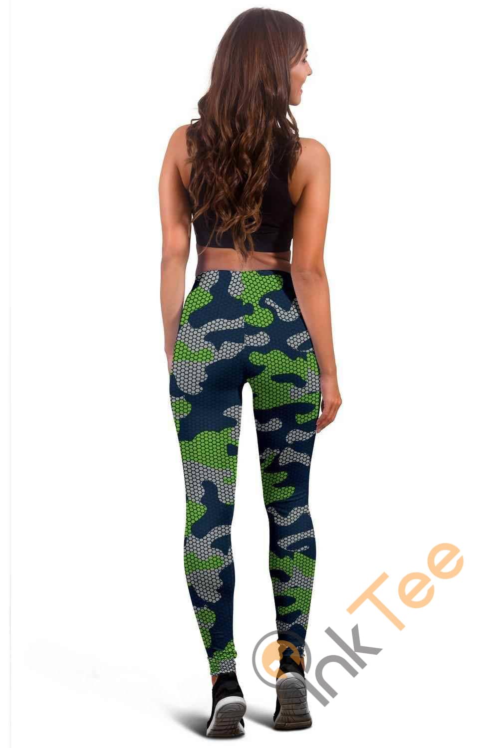 Inktee Store - Seattle Seahawks Inspired Hex Camo 3D All Over Print For Yoga Fitness Fashion Women'S Leggings Image
