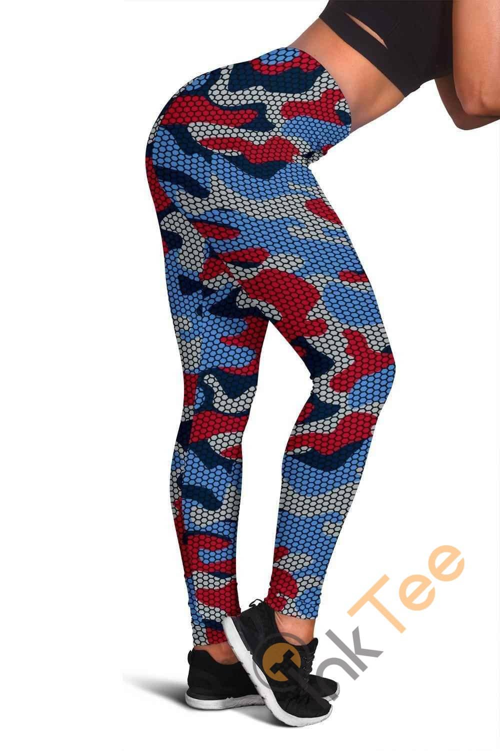 Inktee Store - Tennessee Titans Inspired Hex Camo 3D All Over Print For Yoga Fitness Fashion Women'S Leggings Image