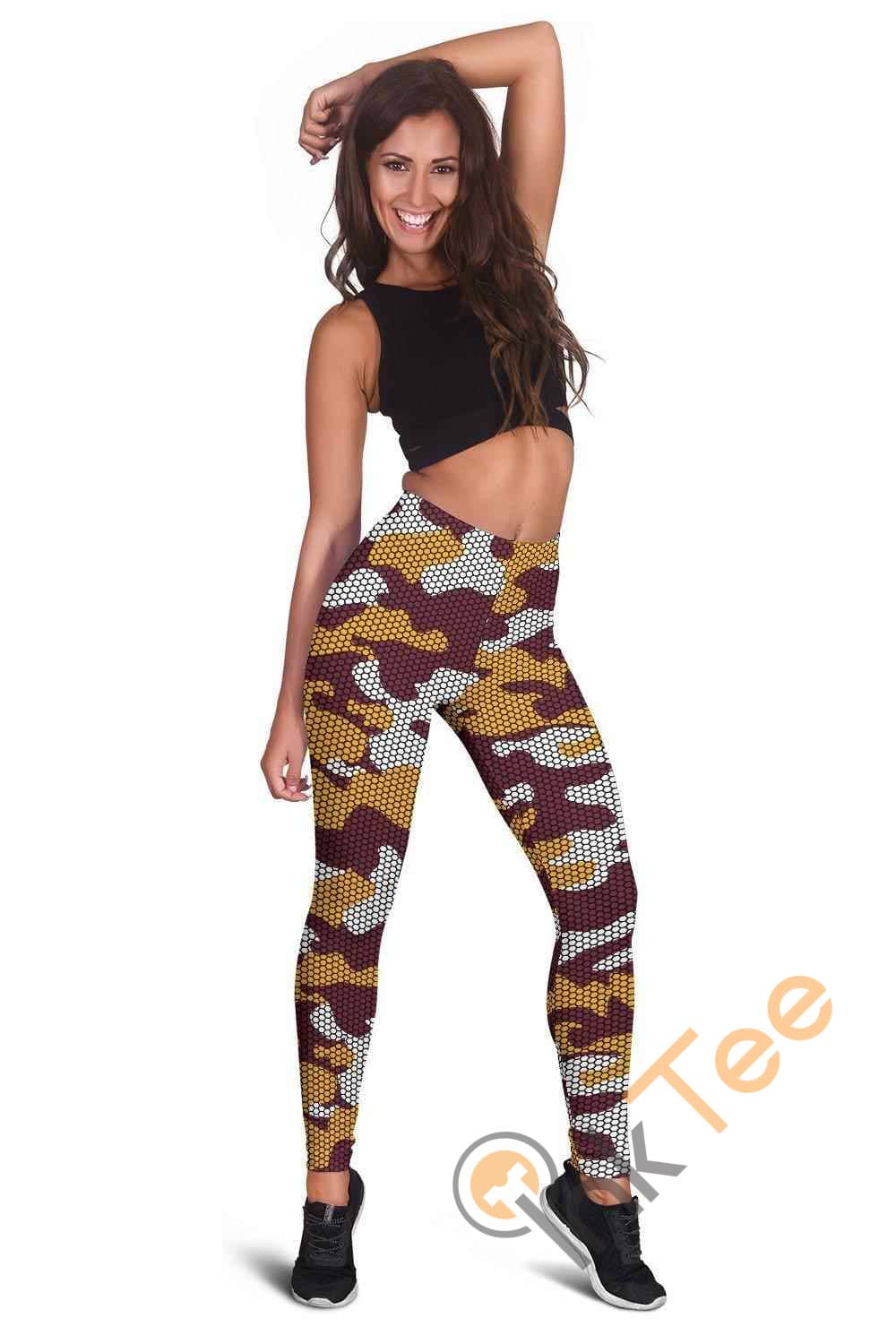 Inktee Store - Washington Redskins Inspired Hex Camo 3D All Over Print For Yoga Fitness Fashion Women'S Leggings Image