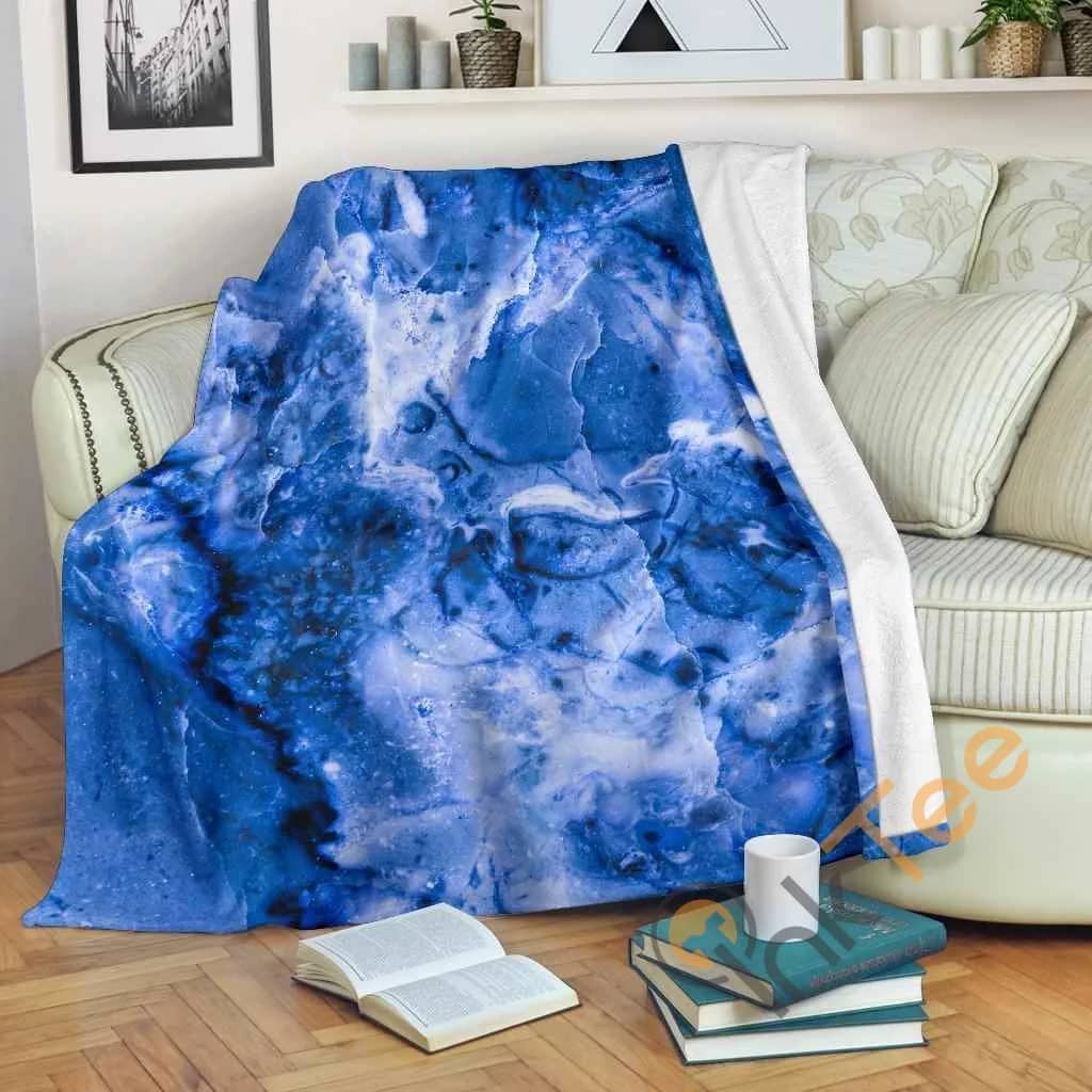 Blue Sapphire Marble Premium Fleece Blanket