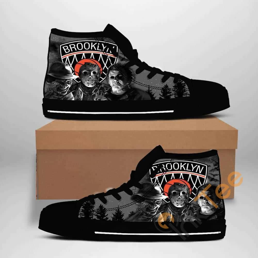 Brooklyn Net Nba Basketball Amazon Best Seller Sku 1334 High Top Shoes