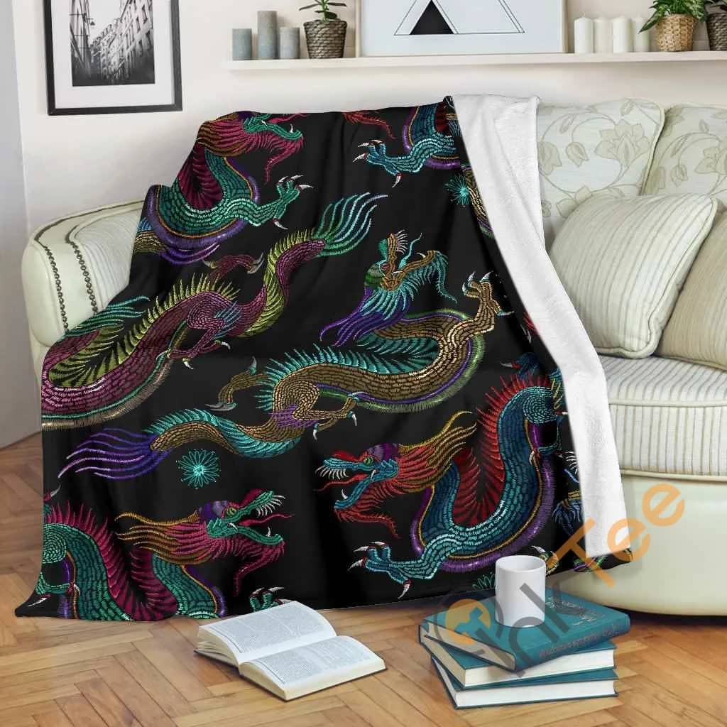 Chinese Dragon Pattern Premium Fleece Blanket