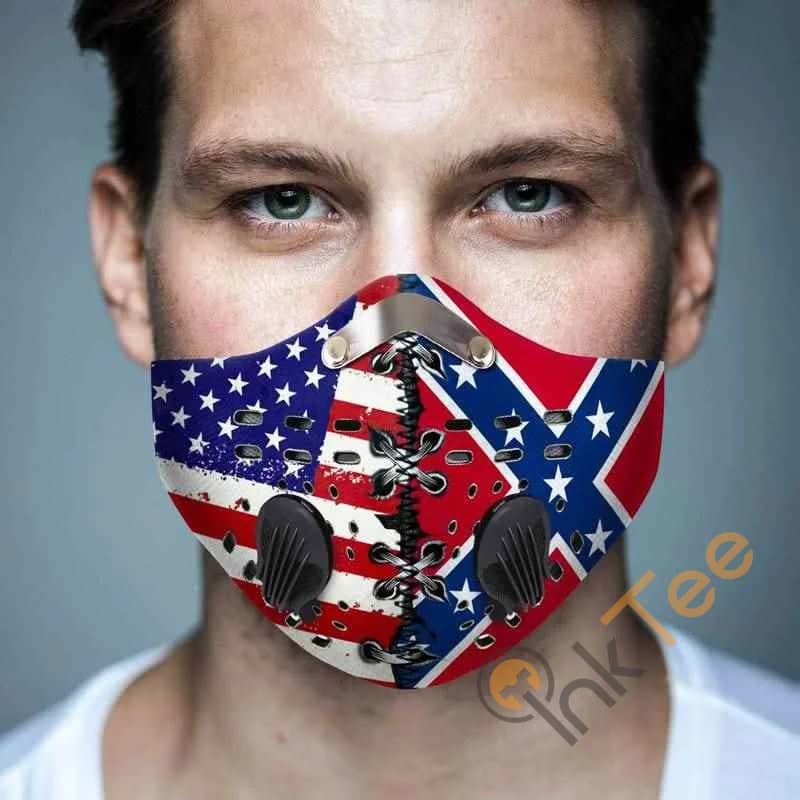 Confederate Flag Filter Activated Carbon Pm 2.5 Fm Face Mask