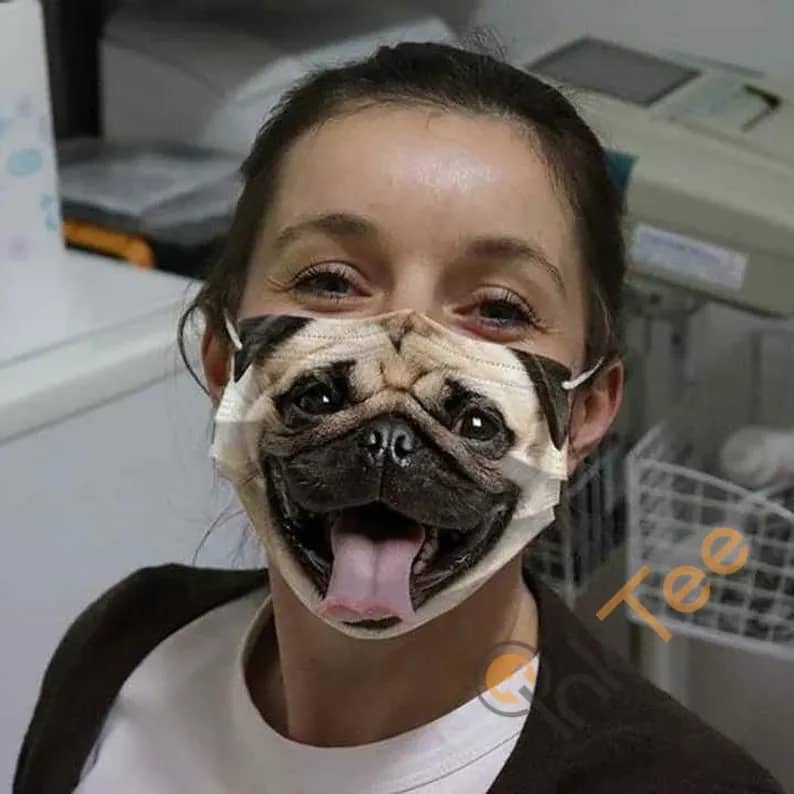 Happy Pug Dog Face Mask