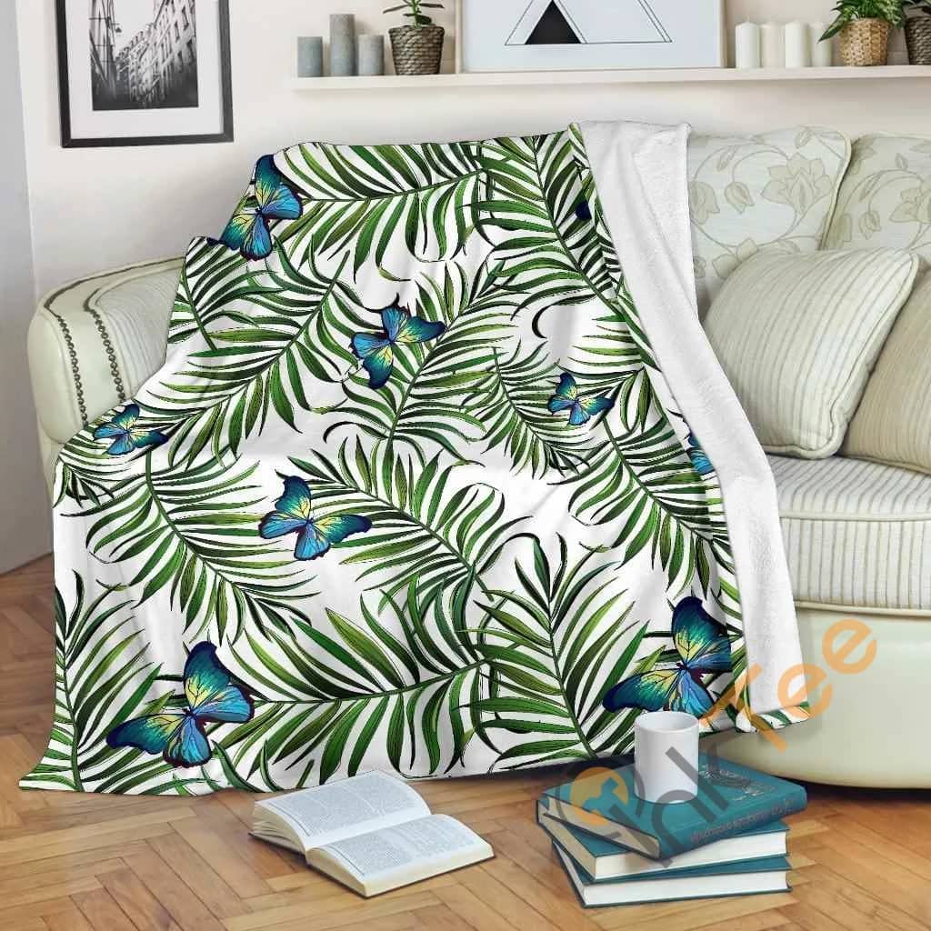 Tropical Butterfly Pattern Premium Fleece Blanket