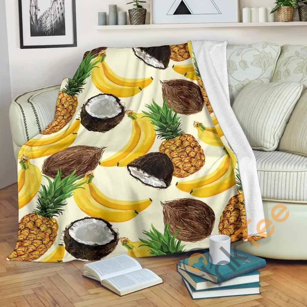 Tropical Fruits Pattern Premium Fleece Blanket