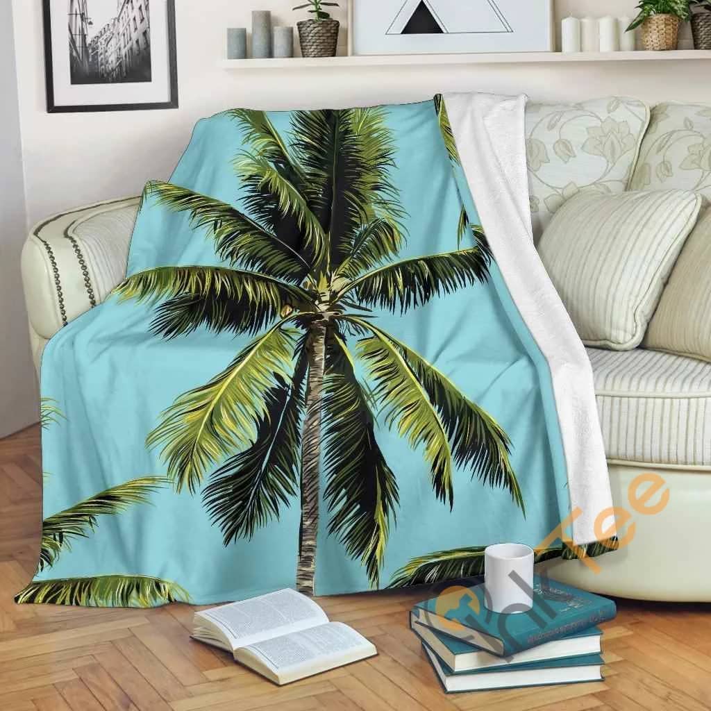 Tropical Palm Tree Pattern Premium Fleece Blanket