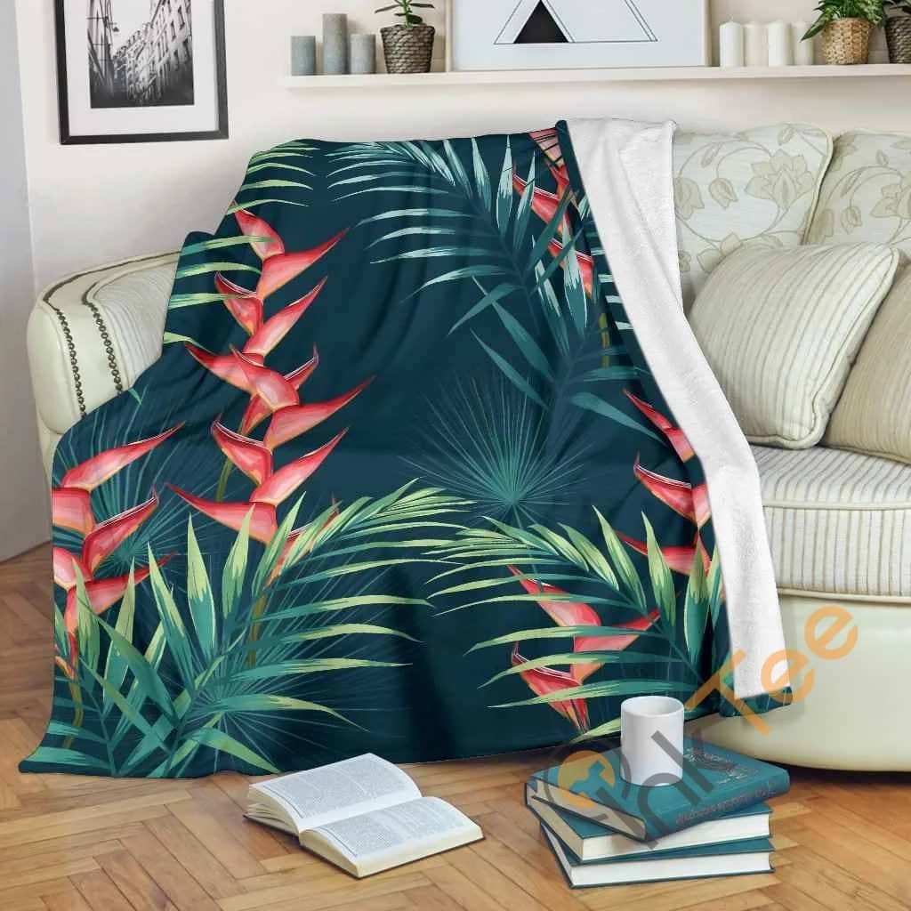 Tropical Plants Hawaii Pattern Premium Fleece Blanket