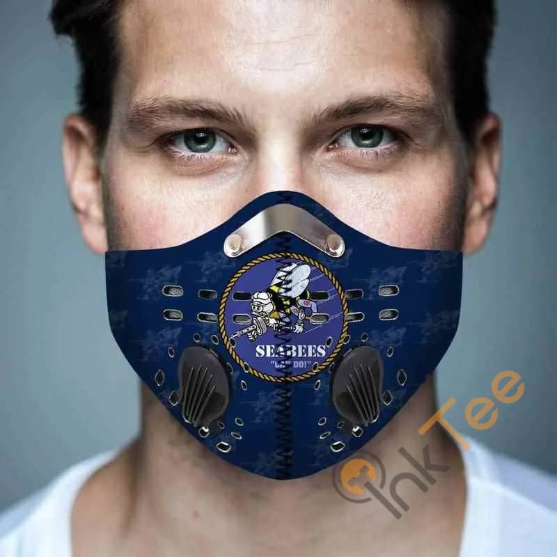 Us Navy Seabee Filter Activated Carbon Pm 2.5 Fm Face Mask