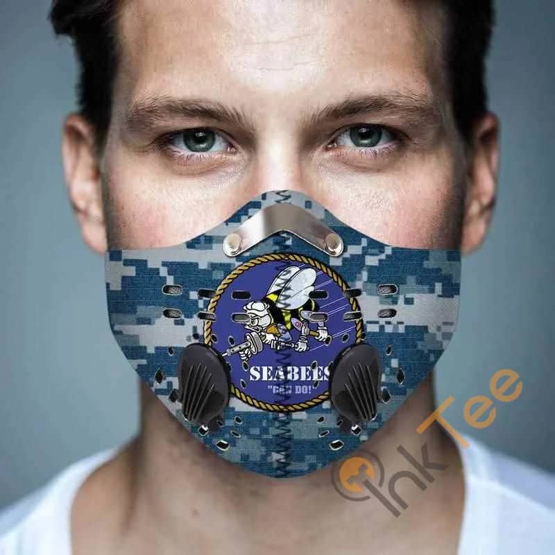 Us Navy Seabees Camo Filter Activated Carbon Pm 2.5 Fm Face Mask
