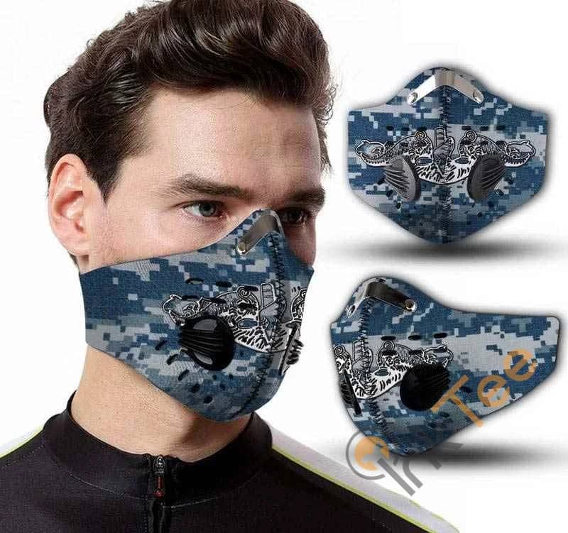 Us Navy Submarine Camo Filter Activated Carbon Pm 2.5 Fm Face Mask