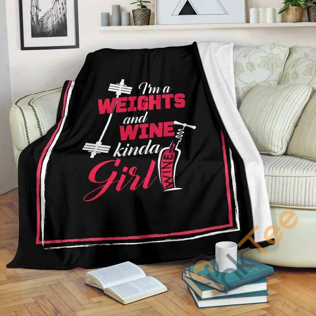 Weights And Wine Kinda Girl V2 Premium Fleece Blanket