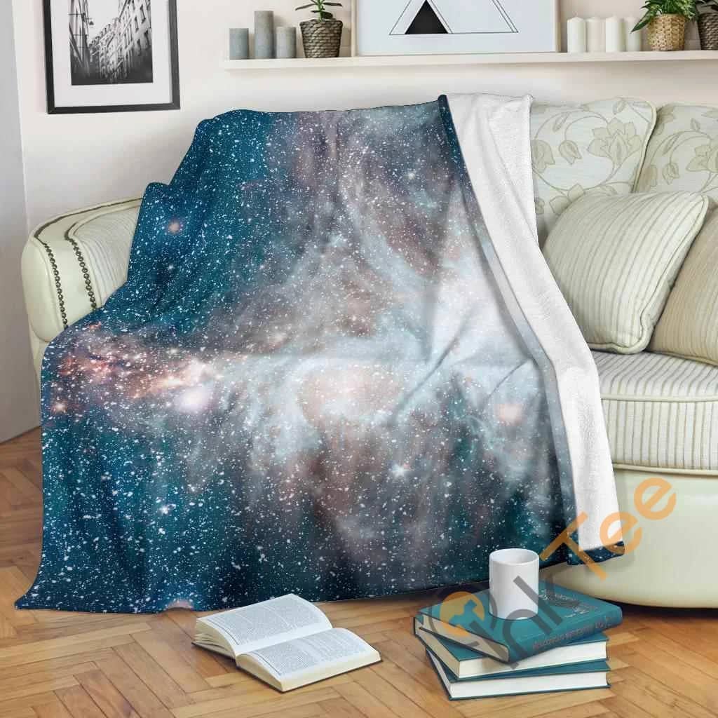 White Cloud Galaxy Space Premium Fleece Blanket