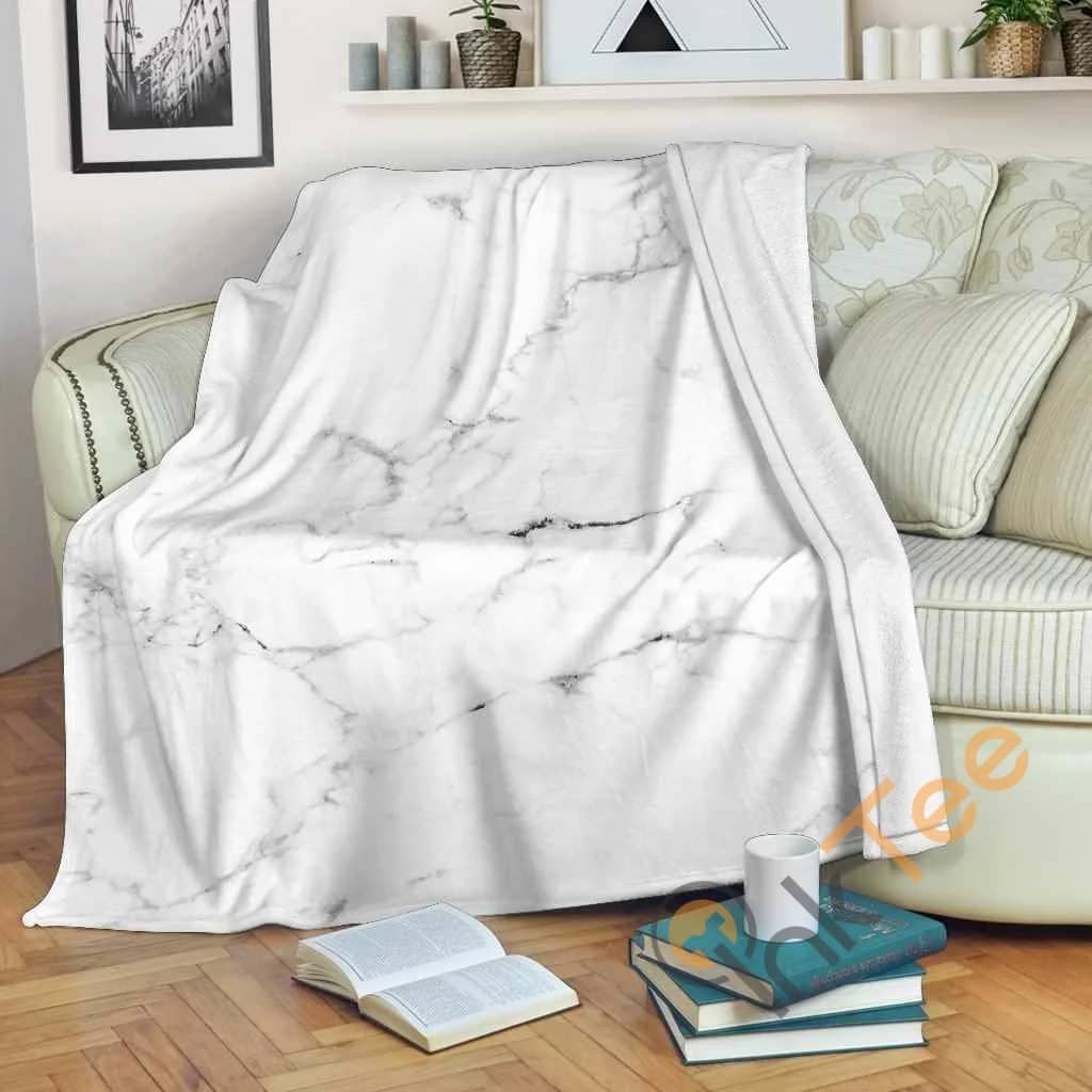 White Grunge Marble Premium Fleece Blanket