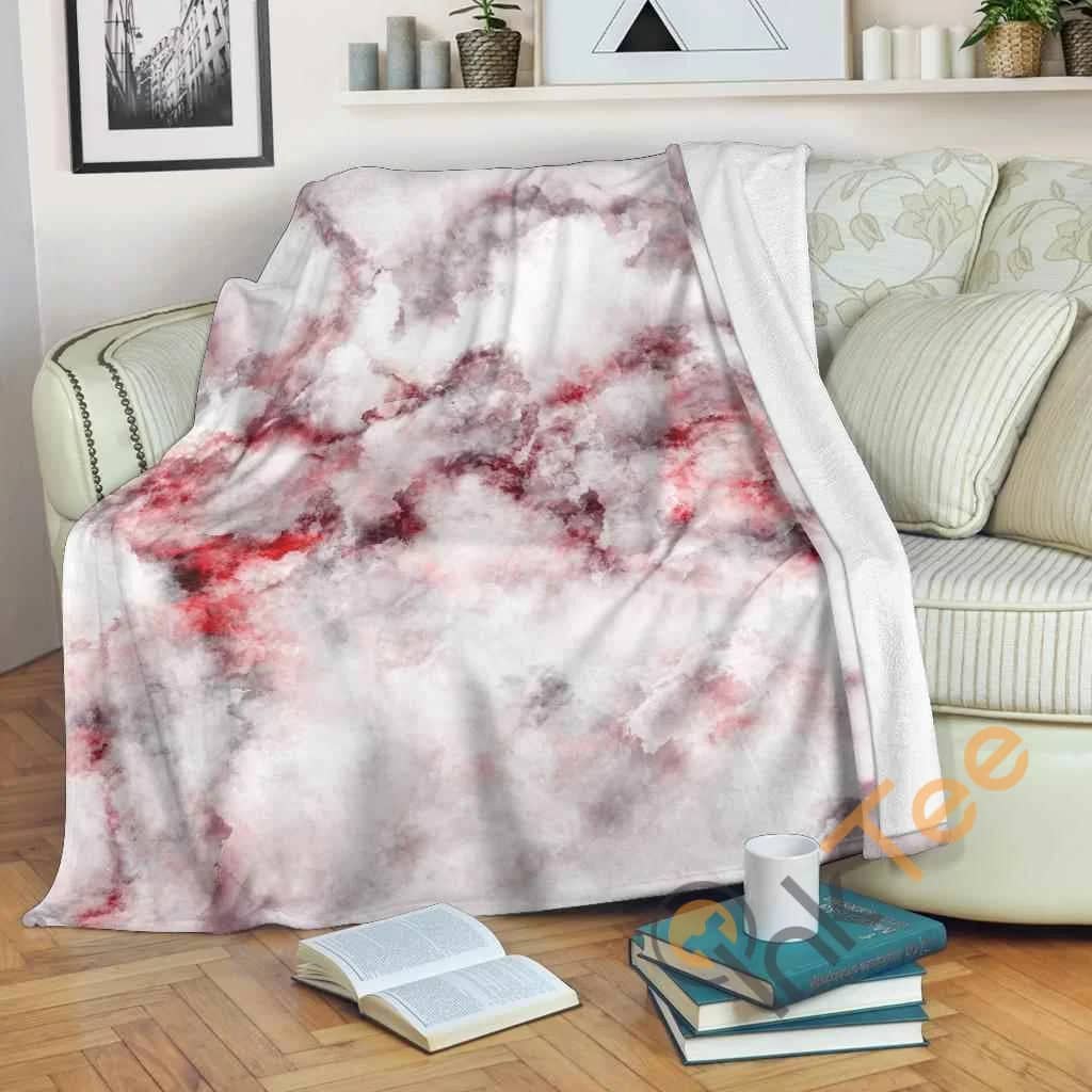 White Ruby Marble Premium Fleece Blanket