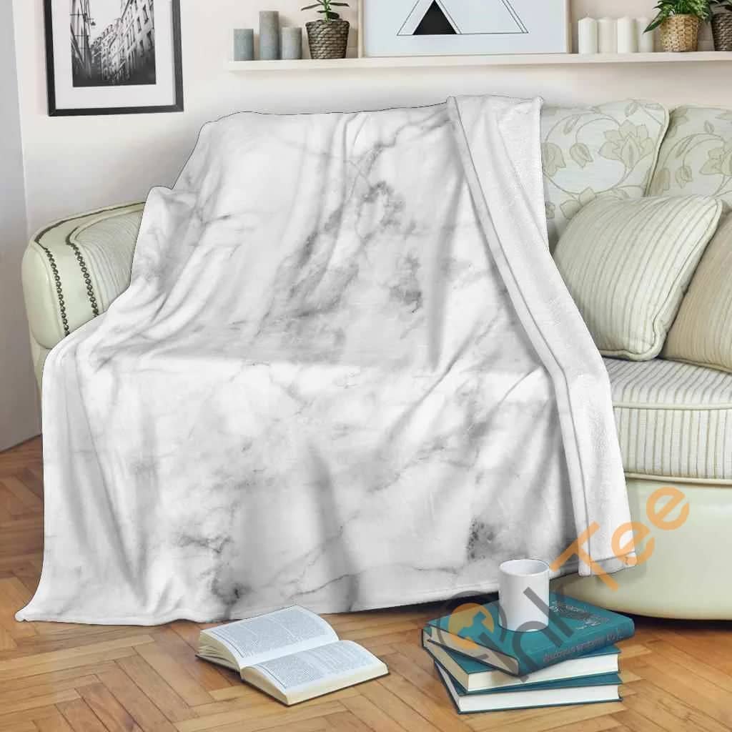White Smoke Marble Premium Fleece Blanket