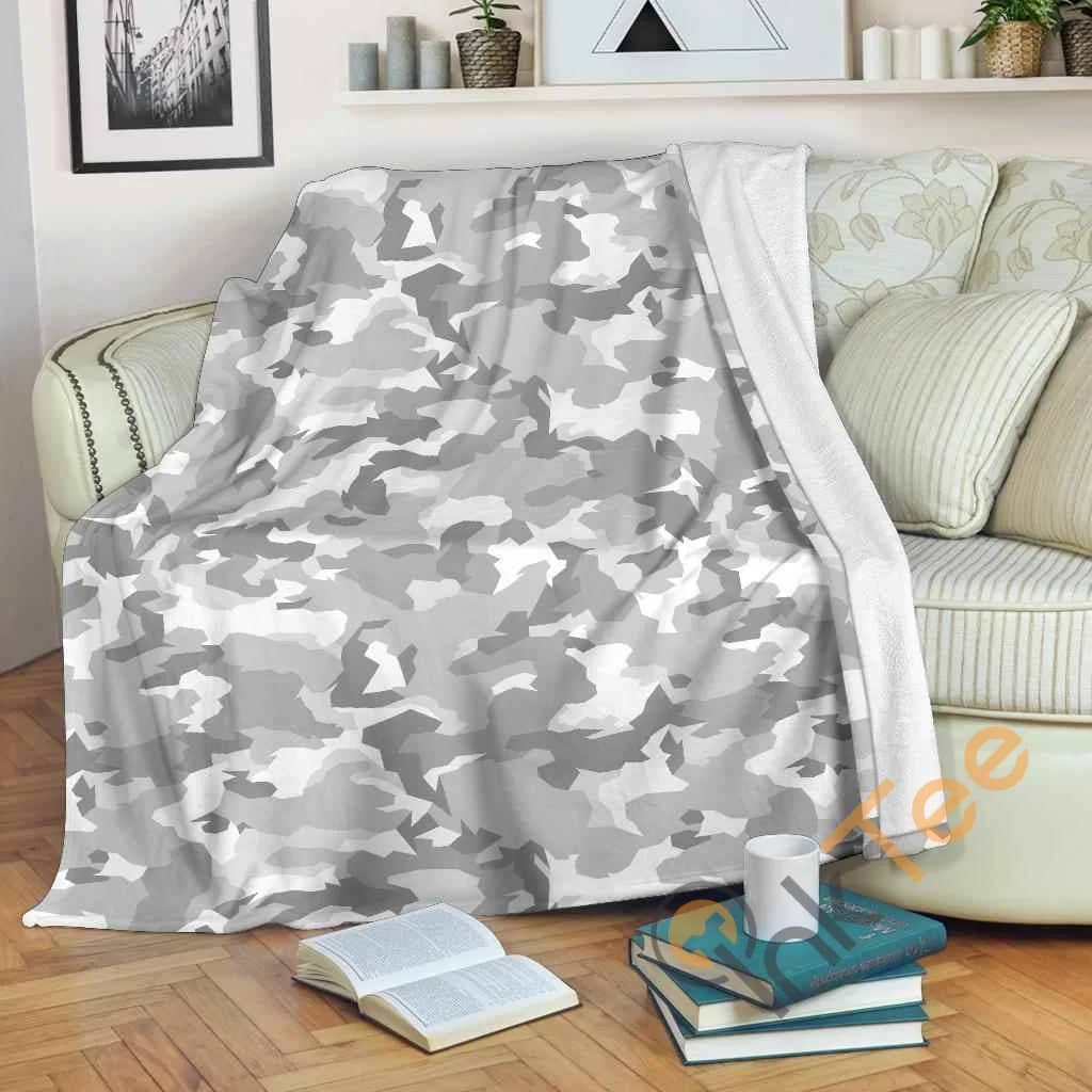White Snow Camouflage Premium Fleece Blanket