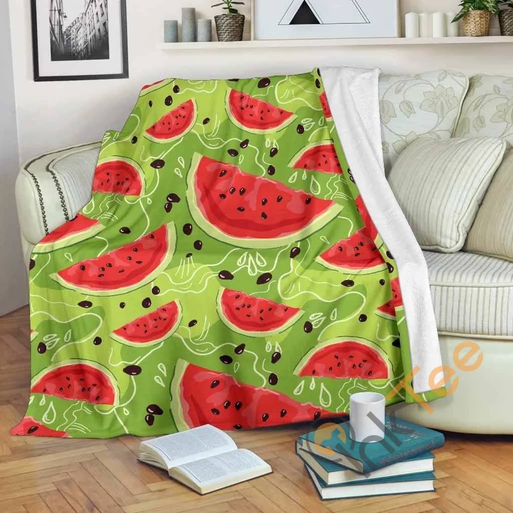 Yummy Watermelon Pieces Pattern Premium Fleece Blanket