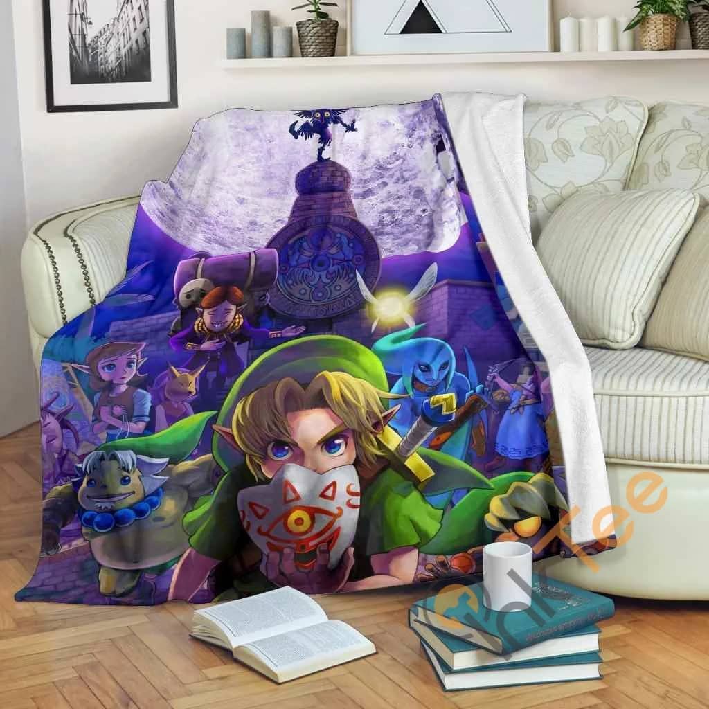 Zelda Majora'S Mask 3D Blue Full Character Premium Fleece Blanket