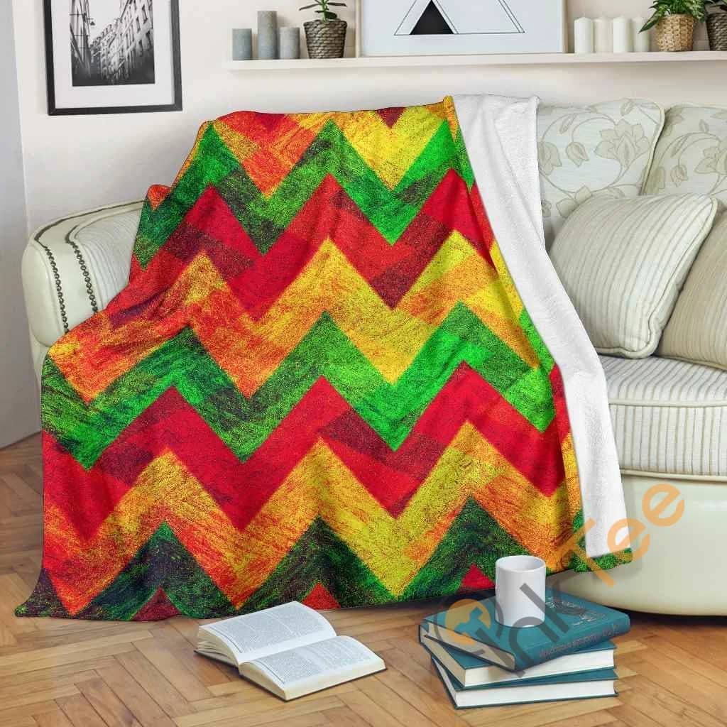 Zig Zag Reggae Pattern Premium Fleece Blanket