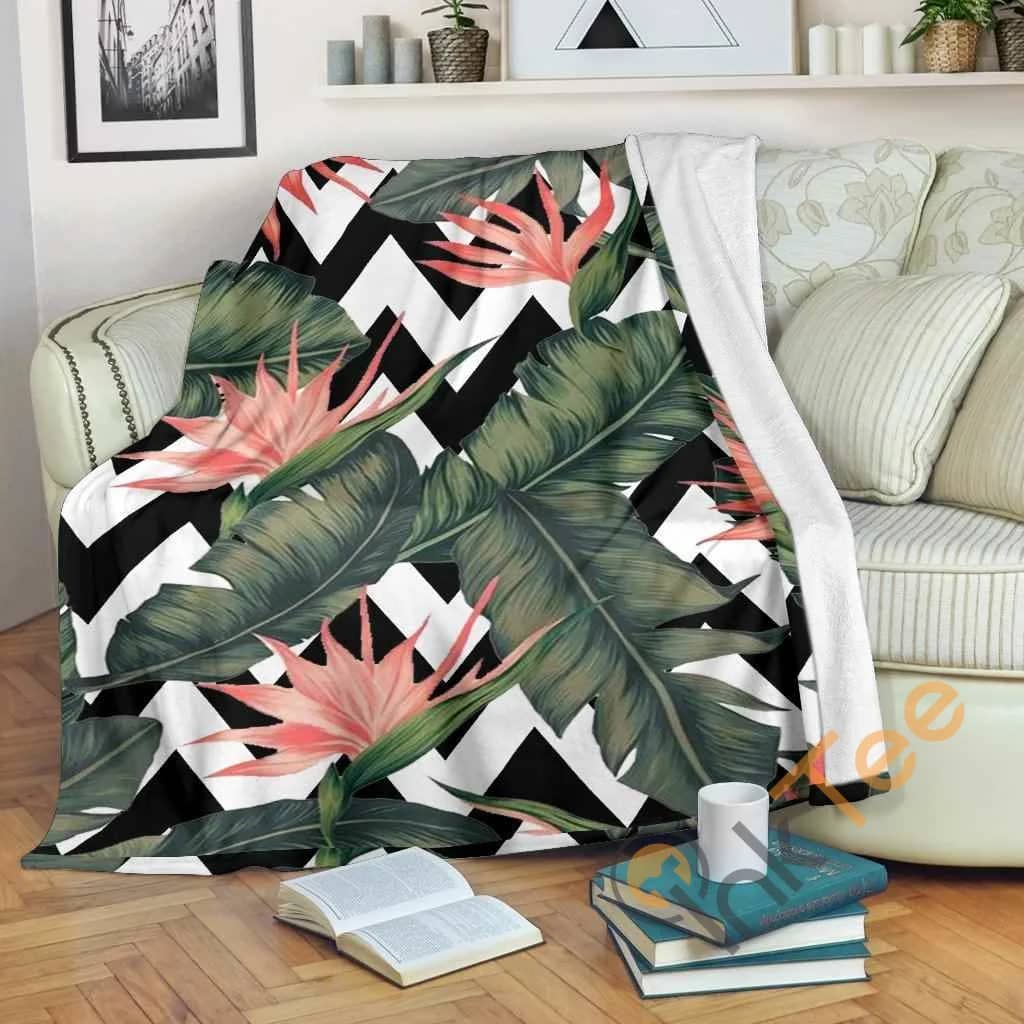 Zig Zag Tropical Pattern Premium Fleece Blanket