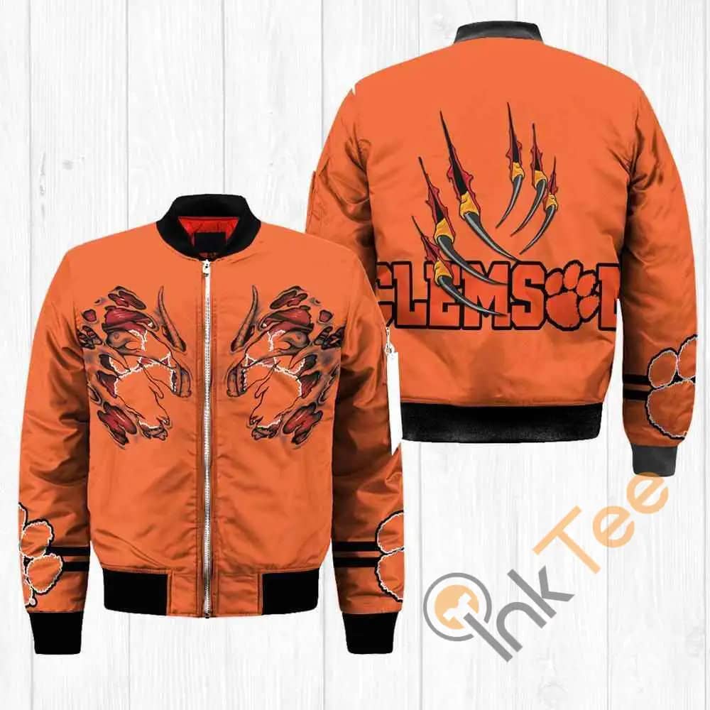Clemson Tigers Ncaa Claws  Apparel Best Christmas Gift For Fans Bomber Jacket