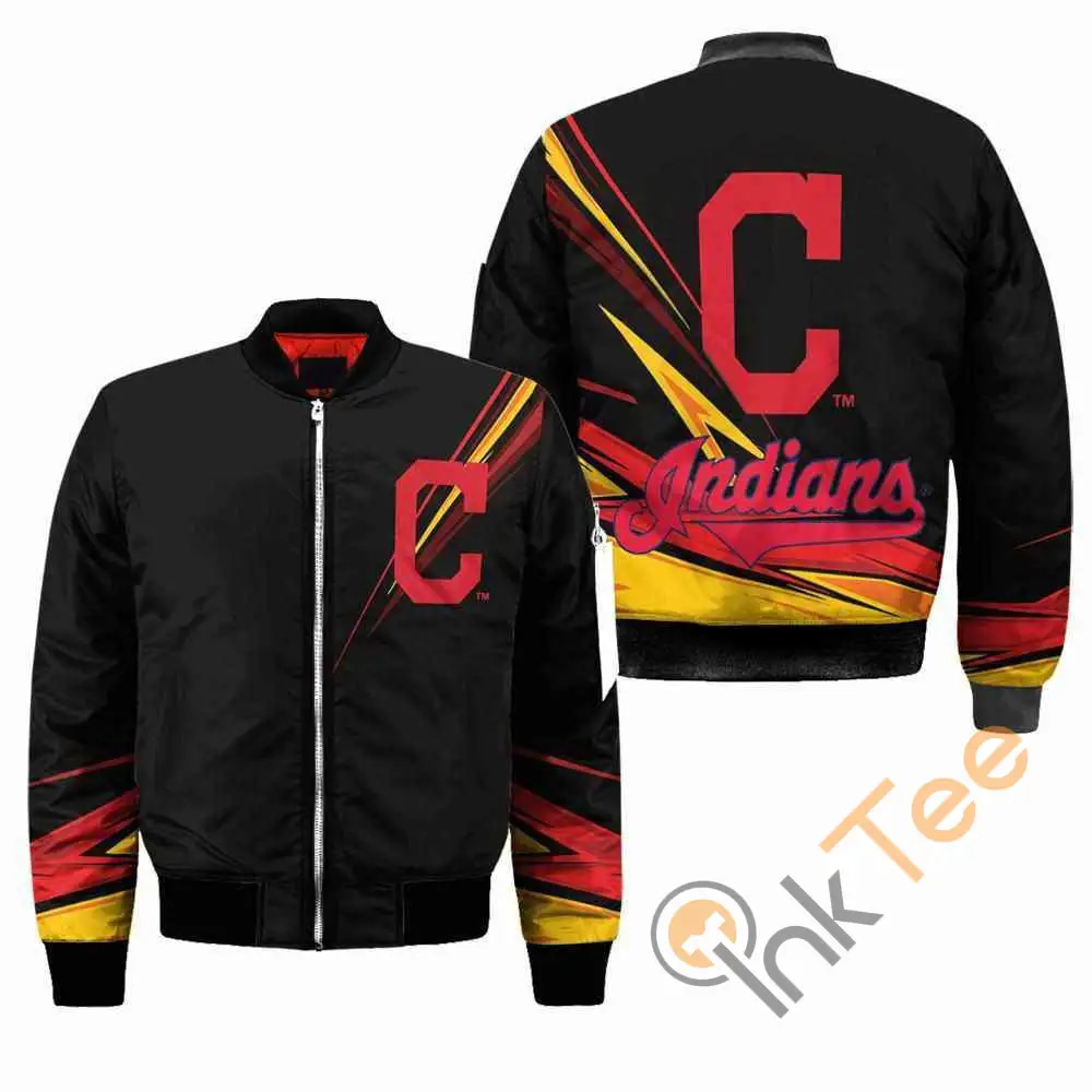 Cleveland Indians MLB Black  Apparel Best Christmas Gift For Fans Bomber Jacket