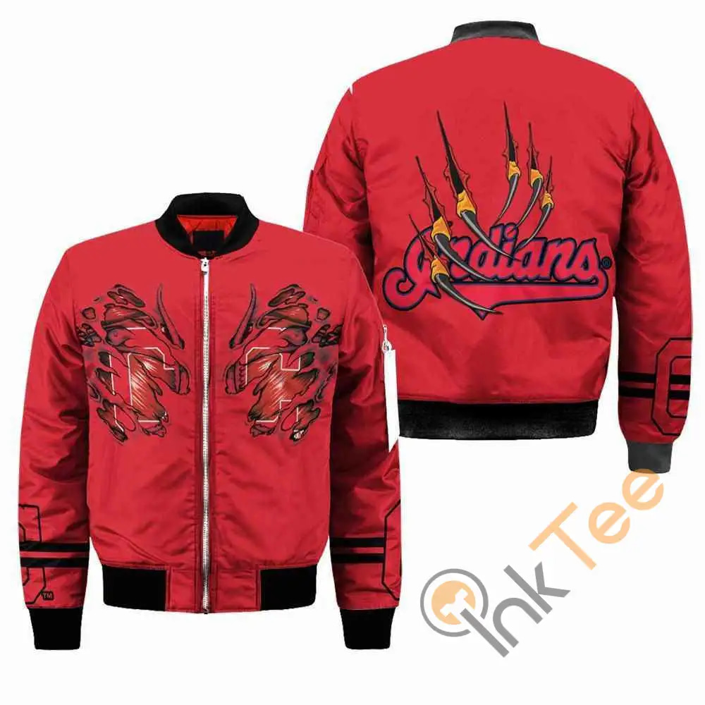 Cleveland Indians MLB Claws  Apparel Best Christmas Gift For Fans Bomber Jacket