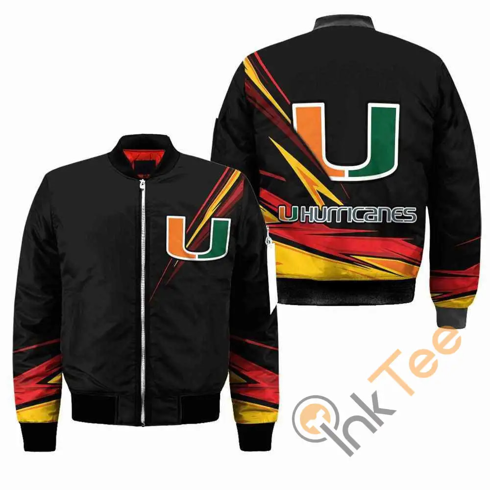 Miami Hurricanes NCAA Black  Apparel Best Christmas Gift For Fans Bomber Jacket