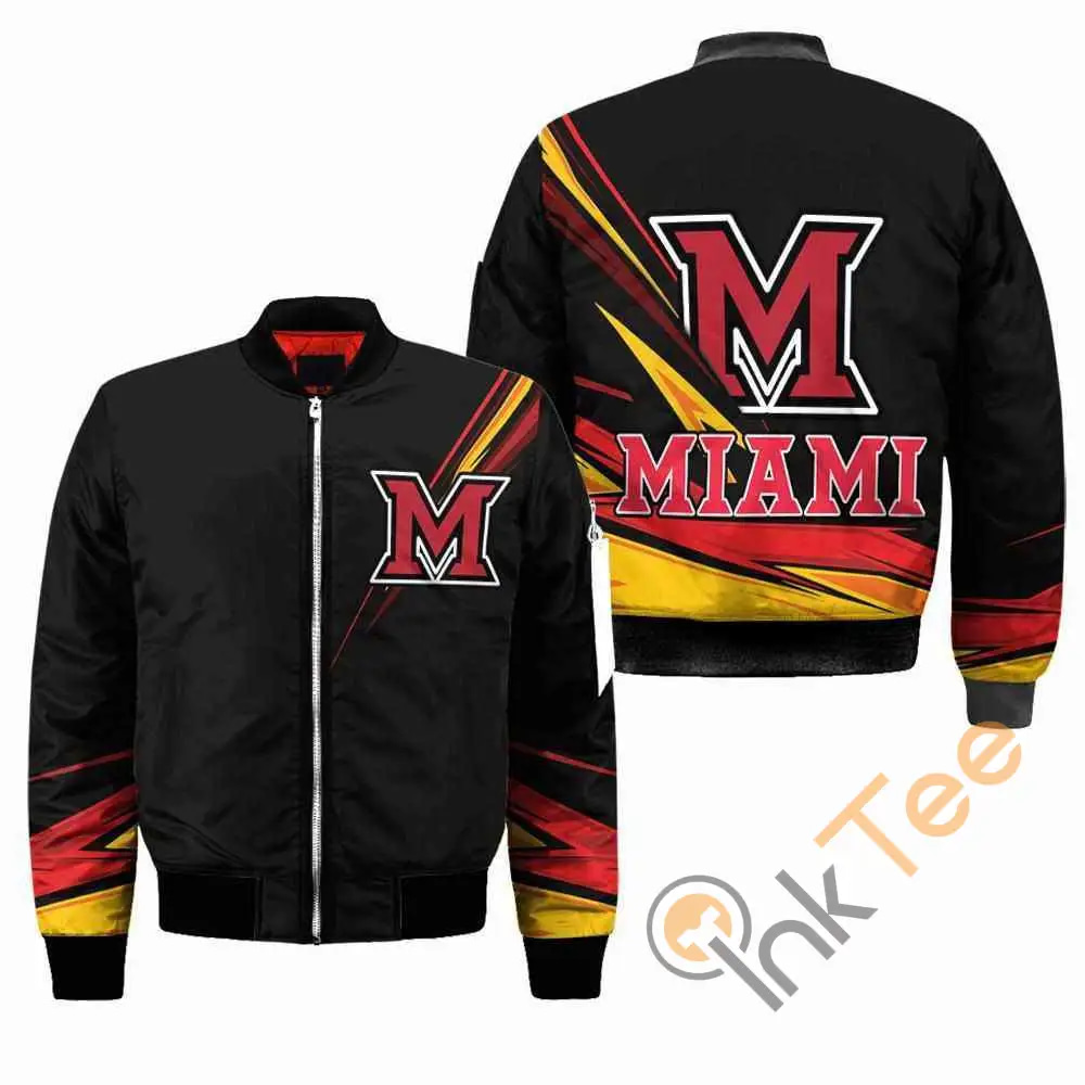 Miami Redhawks Ncaa Black  Apparel Best Christmas Gift For Fans Bomber Jacket