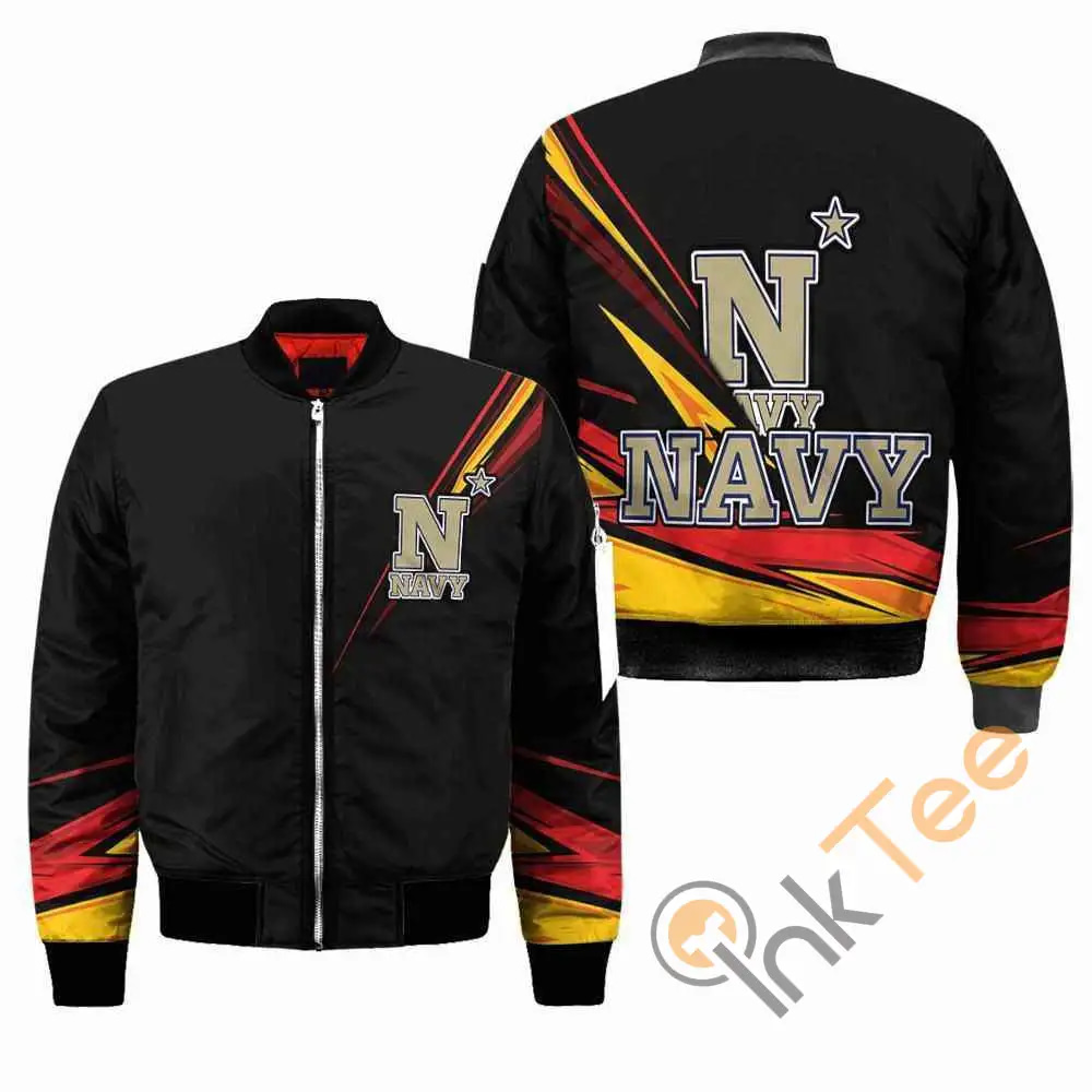 Navy Midshipmen NCAA Black  Apparel Best Christmas Gift For Fans Bomber Jacket
