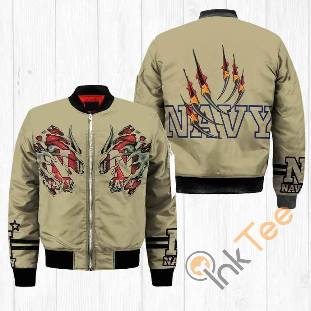 Navy Midshipmen Ncaa Claws  Apparel Best Christmas Gift For Fans Bomber Jacket