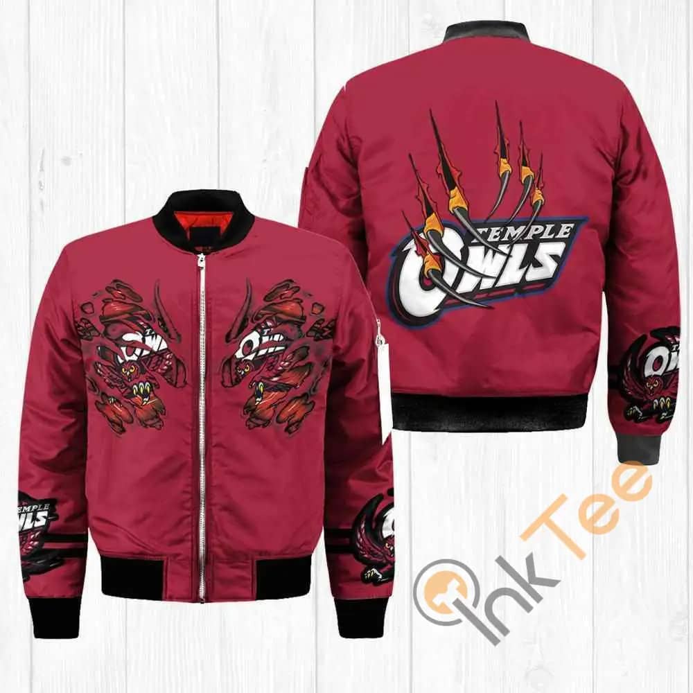 Temple Owls NCAA Claws  Apparel Best Christmas Gift For Fans Bomber Jacket
