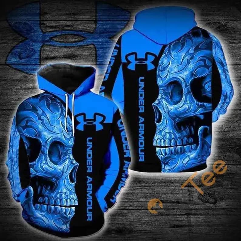 Under Armour Blue Skull Hoodie 3d