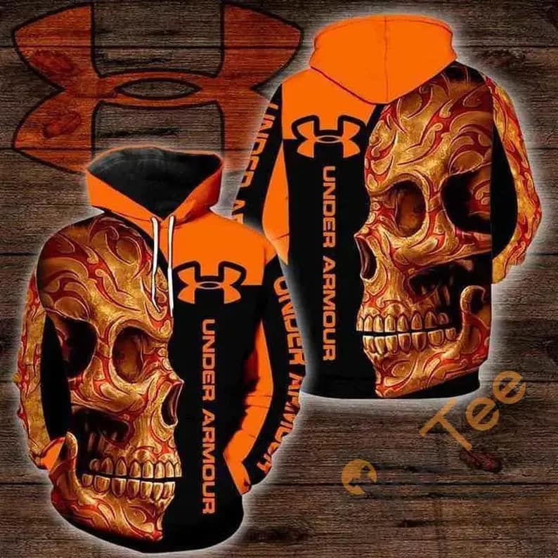 Under Armour Orange Skull Hoodie 3d