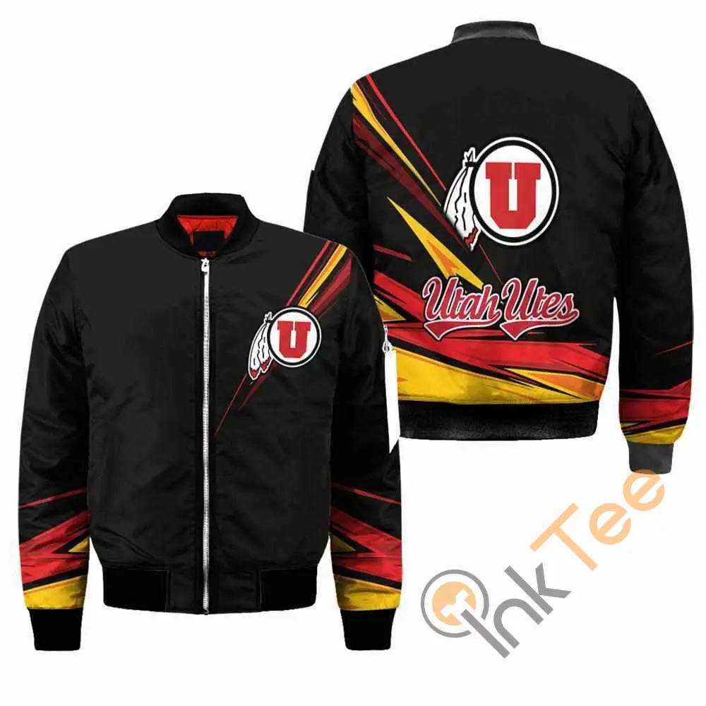 Utah Utes Ncaa Black  Apparel Best Christmas Gift For Fans Bomber Jacket