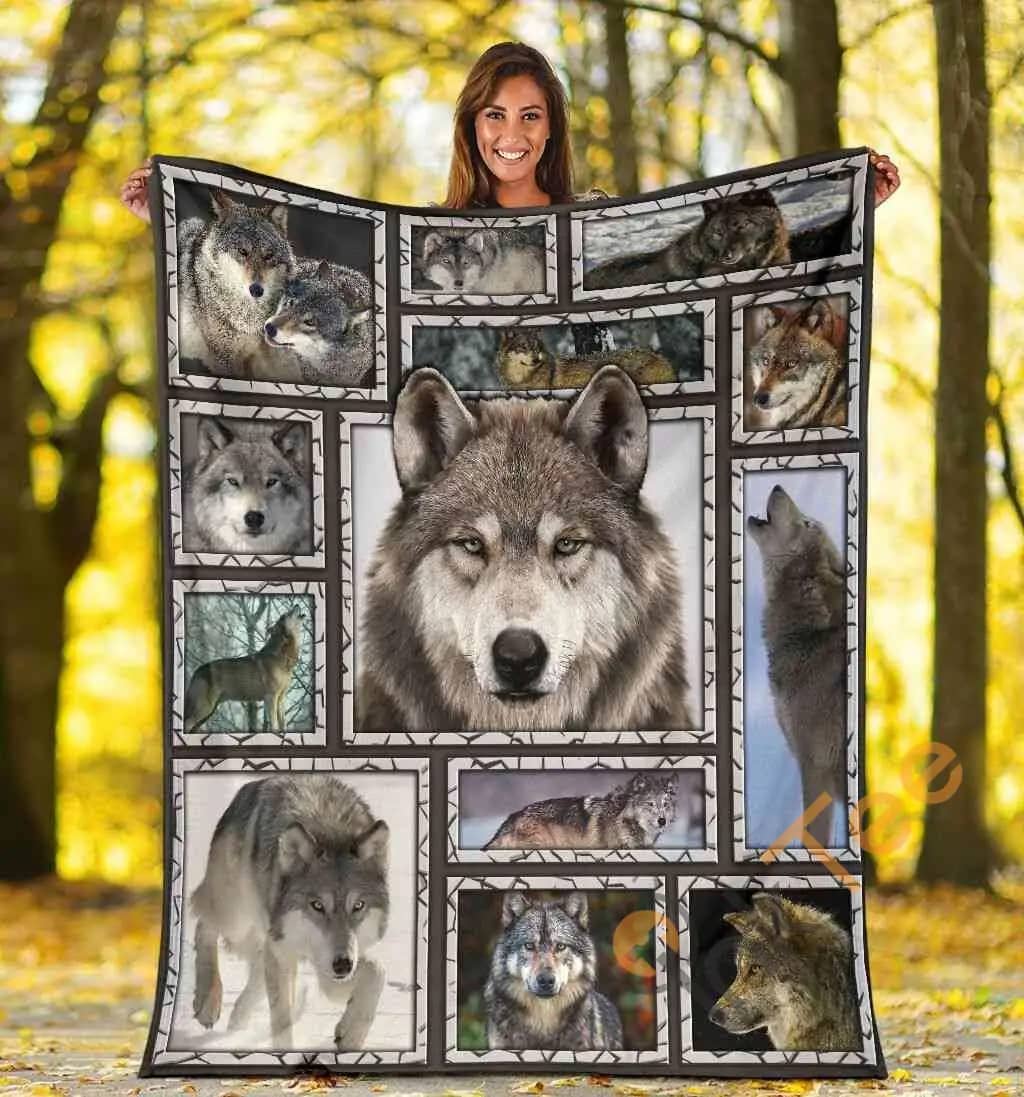 3D Grey Wolf Wolves Funny Wolf Lover Gifts Ultra Soft Cozy Plush Fleece Blanket