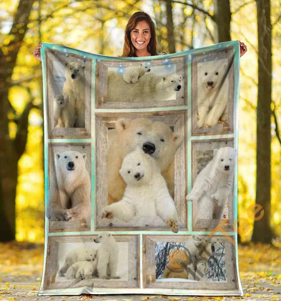 3D Polar Bear Family Polar Bears Arctic Animal Gift Ultra Soft Cozy Plush Fleece Blanket