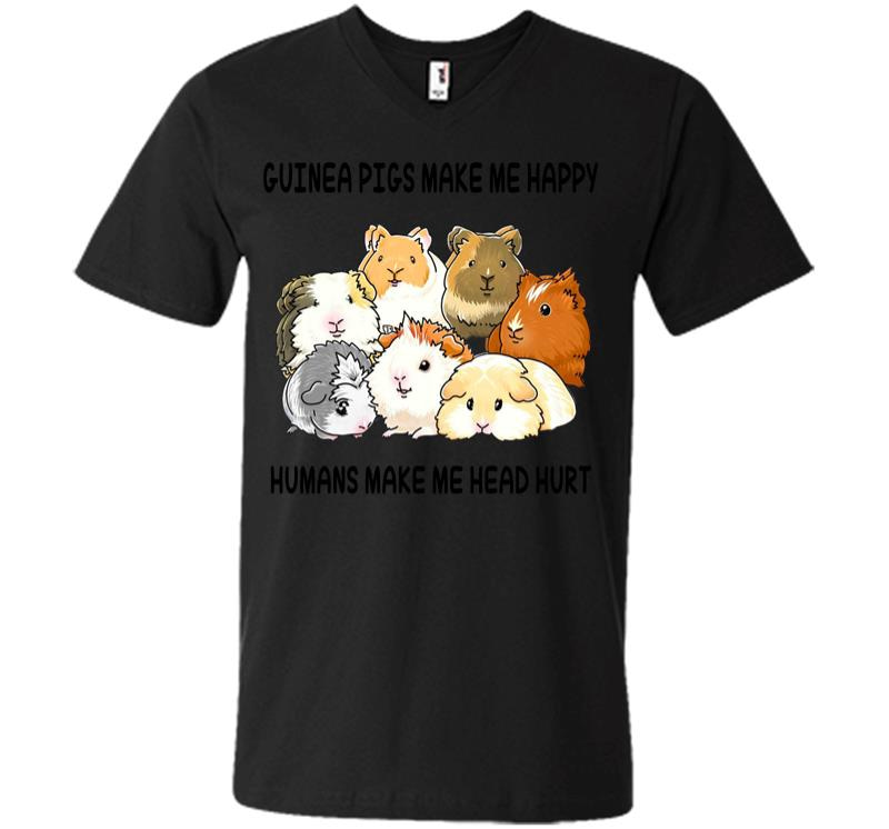 Guinea Pigs Make Me Happy V-Neck T-Shirt