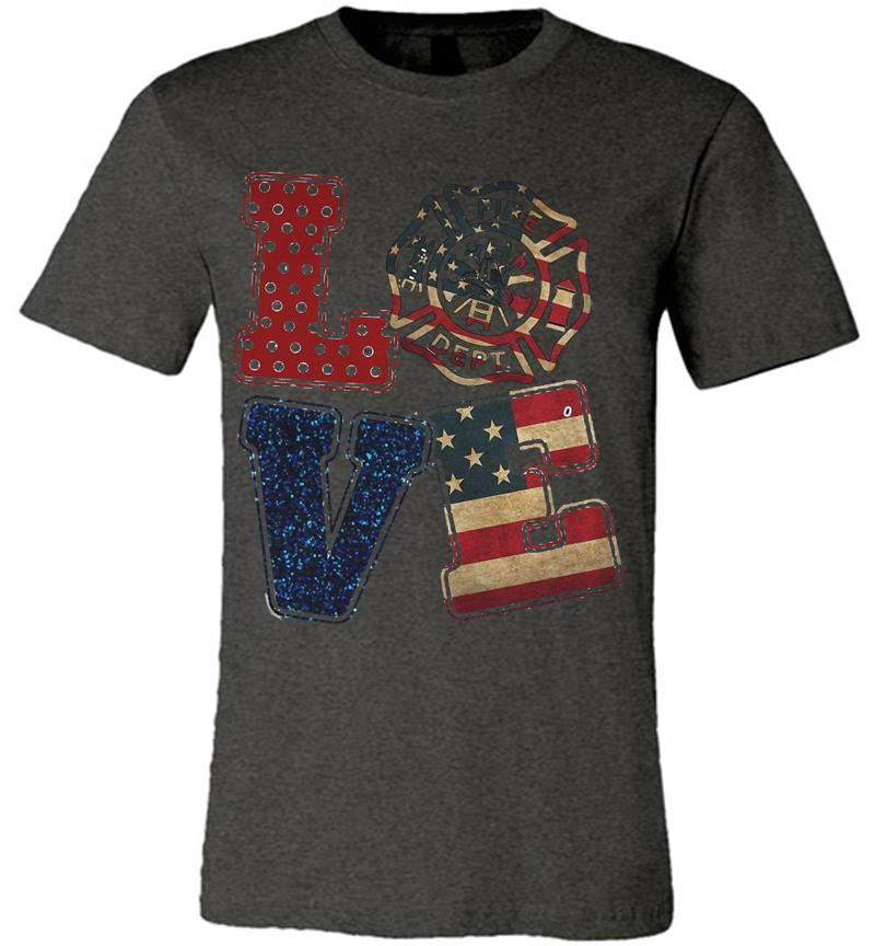 Inktee Store - Love Firefighter American Flag Premium T-Shirt Image