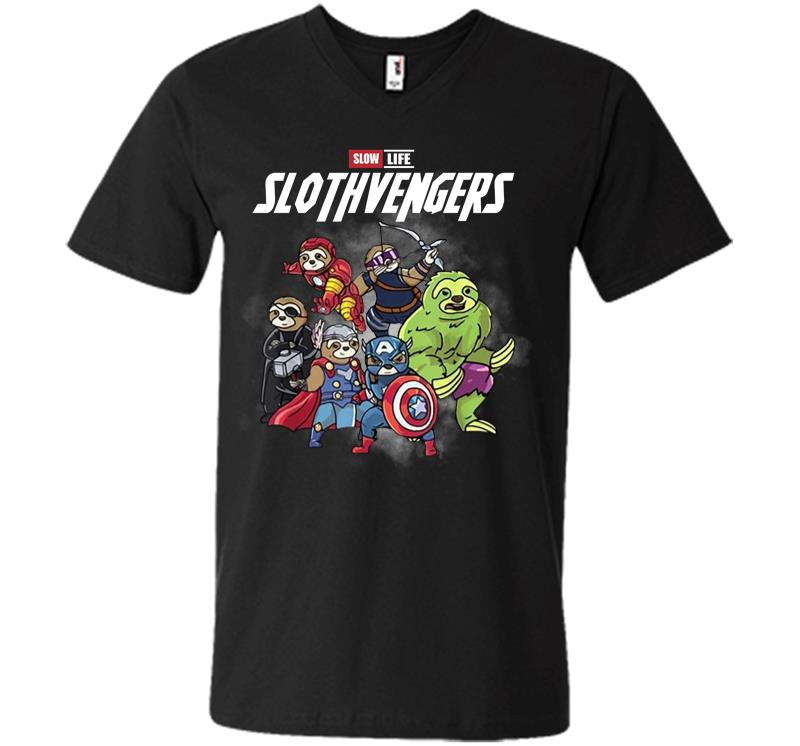 Official Slow Life Slothvengers V-Neck T-Shirt