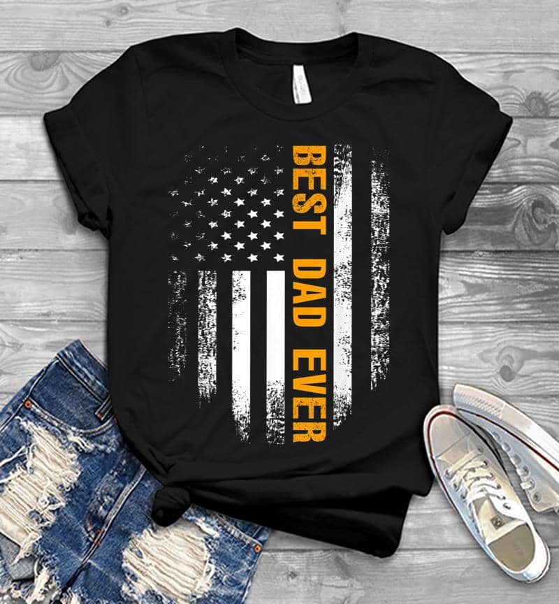 Vintage Best Dad Ever American Flag Fathers Day Gift Men T-Shirt