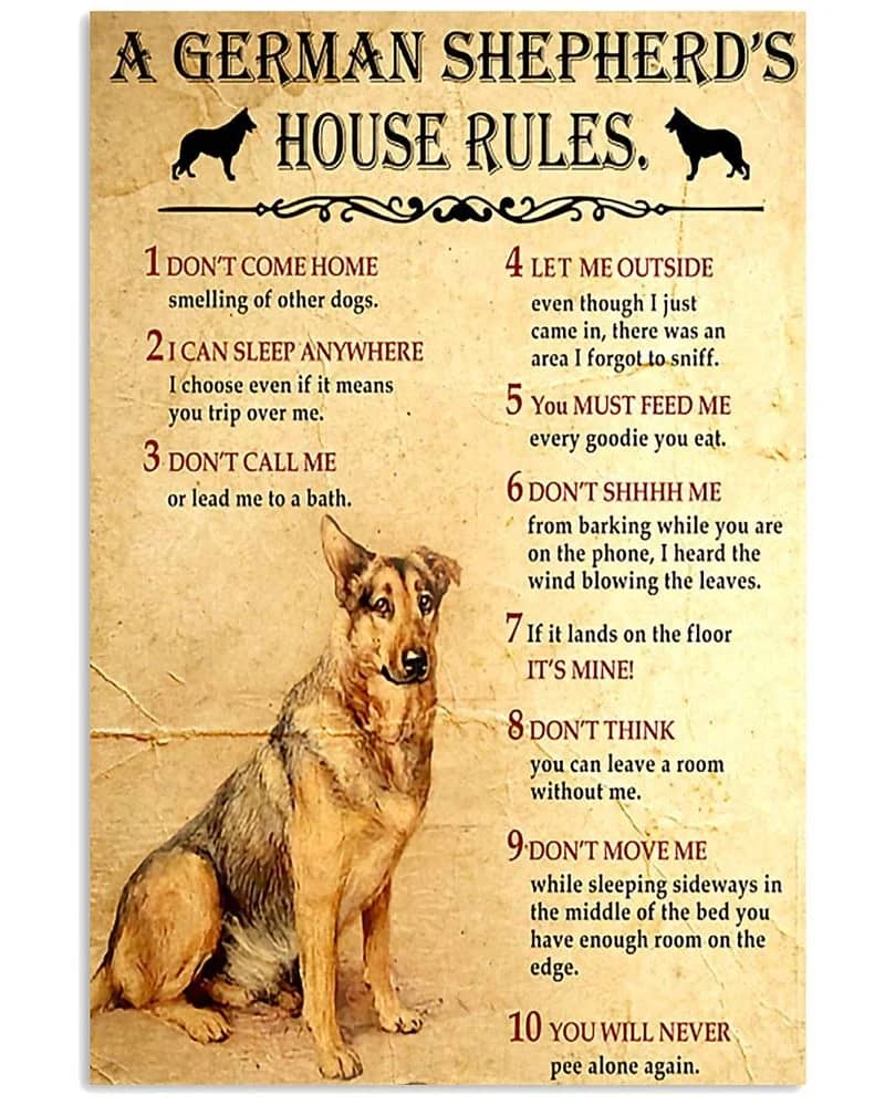 A German Shepherd'S House Rules Unframed , Wrapped Canvas Wall Decor - Frame Not Include Poster