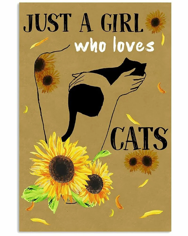 A Girl Loves Cats Vertical  Wall Decor  (No Frame) Poster
