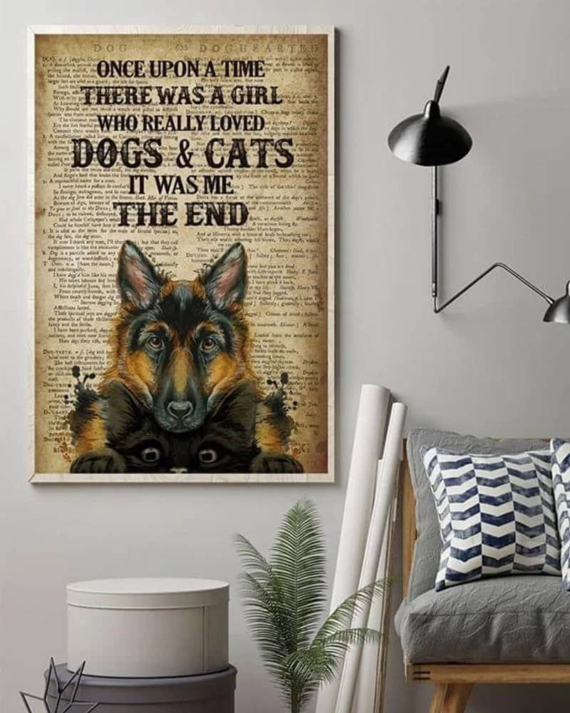 A Girl Who Really Loved Dogs And Cats Unframed , Wrapped Canvas Wall Decor - Frame Not Include Poster