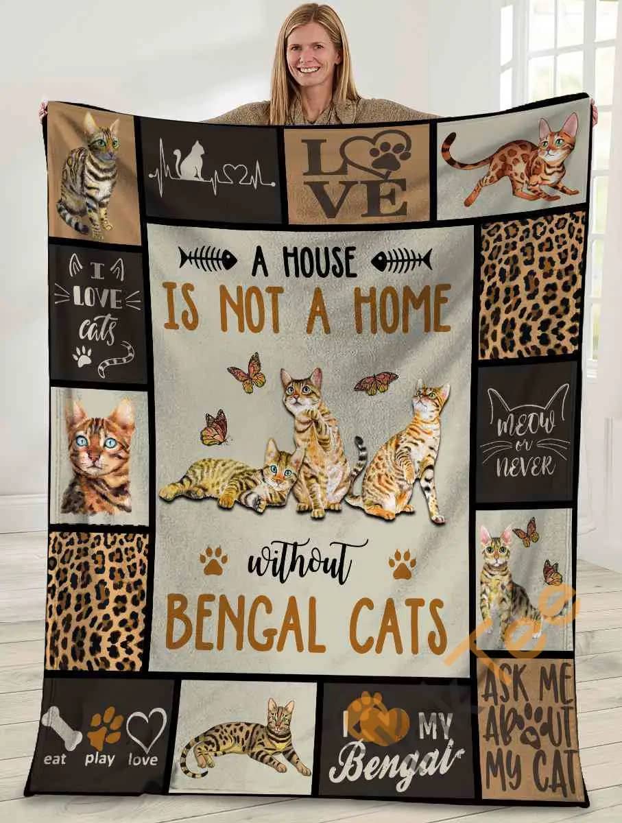 A House Us Not A Home Without Bengal Cats Bengal Cat Ultra Soft Cozy Plush Fleece Blanket