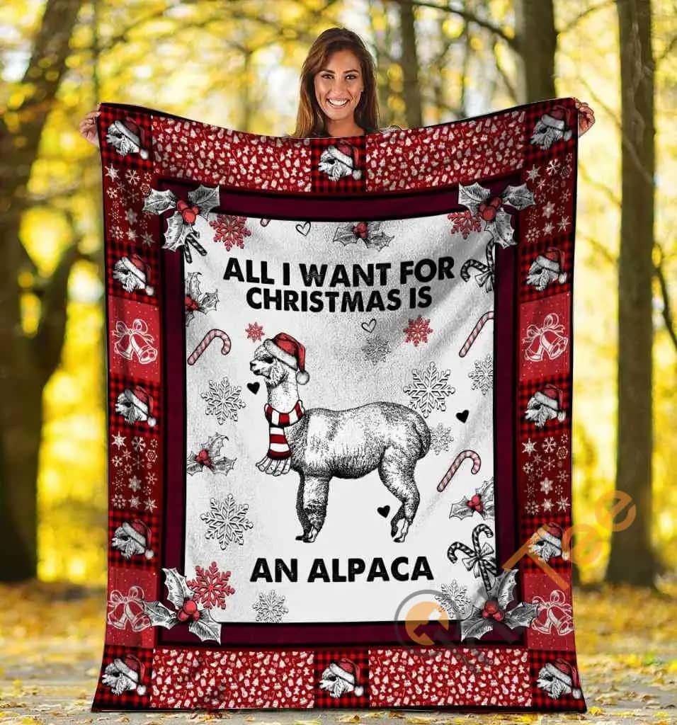 All I Want For Christmas Is An Alpaca Llama Xmas Ultra Soft Cozy Plush Fleece Blanket