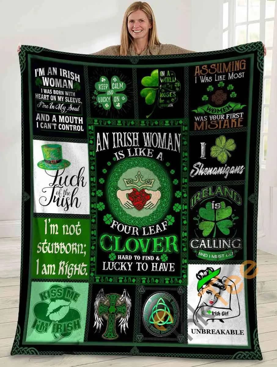 An Irish Woman Is Like A Four Leaf Clover Irish Clover Irish Cross Ultra Soft Cozy Plush Fleece Blanket