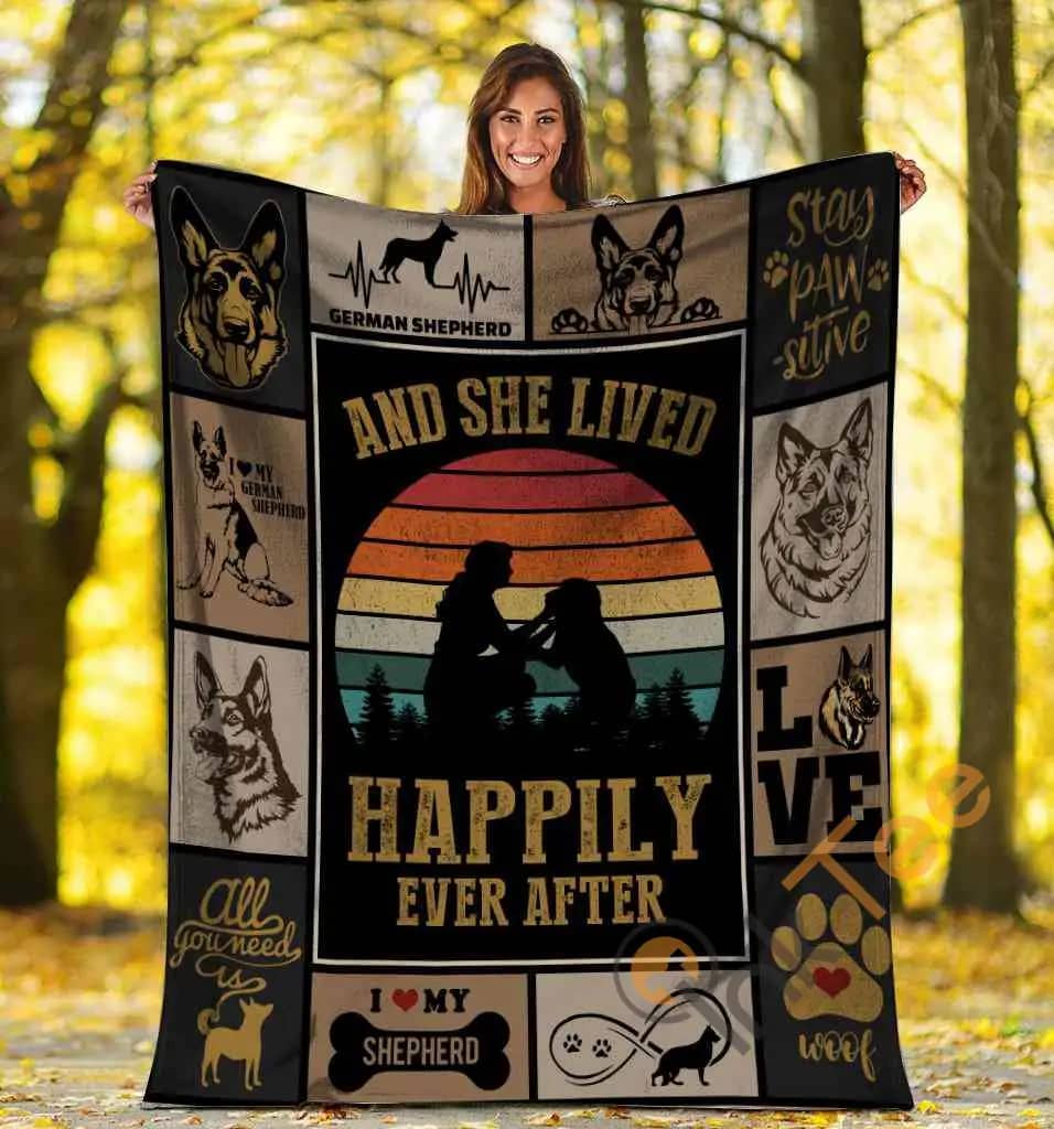 And She Lived Happily Ever After German Shepherd Dog Ultra Soft Cozy Plush Fleece Blanket